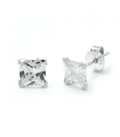 Pendientes plata circonita cuadrada