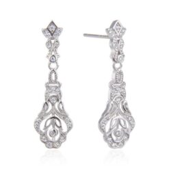 Pendientes plata largos con circonitas