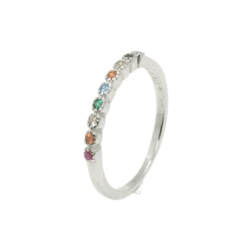 Anillo plata piedras colores