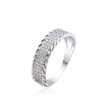 Anillo plata rodiada con circonitas
