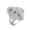 Anillo plata lanzadera piedras verdes