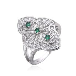 Anillo plata lanzadera piedras verdes