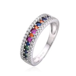 Anillo plata con piedras de colores