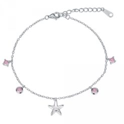 Tobillera estrella y piedras rosas