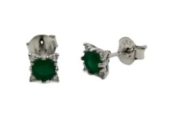 Pendientes plata piedra verde