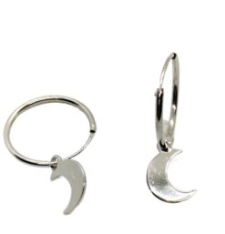 Pendientes aro plata con luna