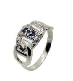 Anillo plata rodiada con piedras