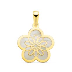 Colgante flor con nácar, oro 18K