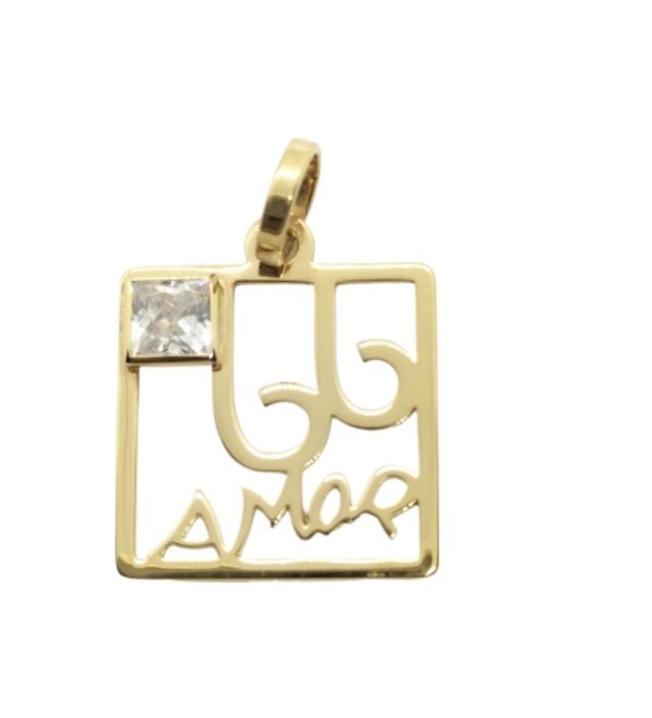 Colgante amor oro 18 k. con circonita