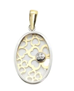 Colgante bicolor con corazones, oro 18k