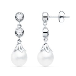Pendientes oro blanco novia