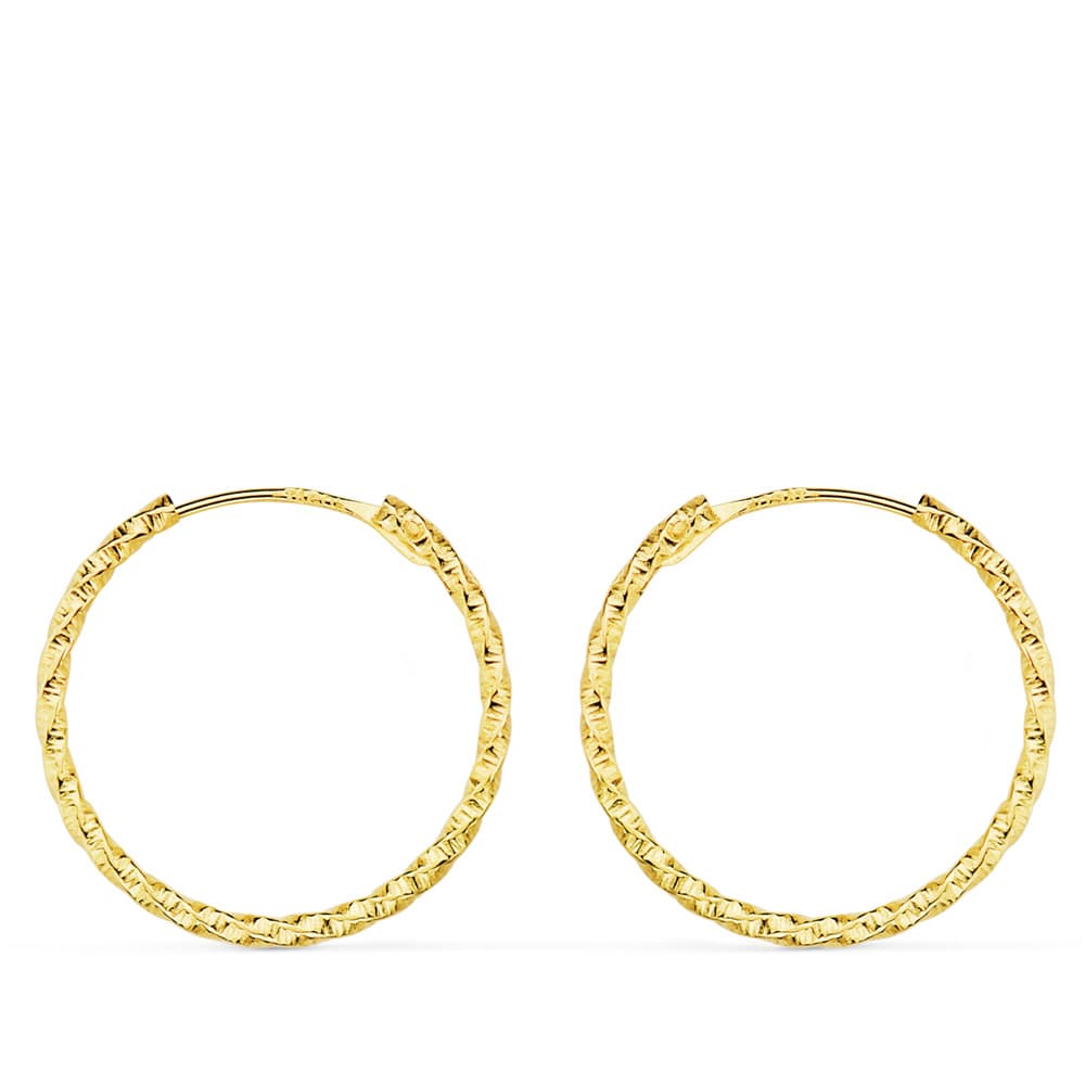 Pendientes oro mujer aro girado 18k. medida 18 x 1.30 mm. - Imagen 2