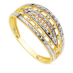 Anillo oro 18k bicolor con circonitas