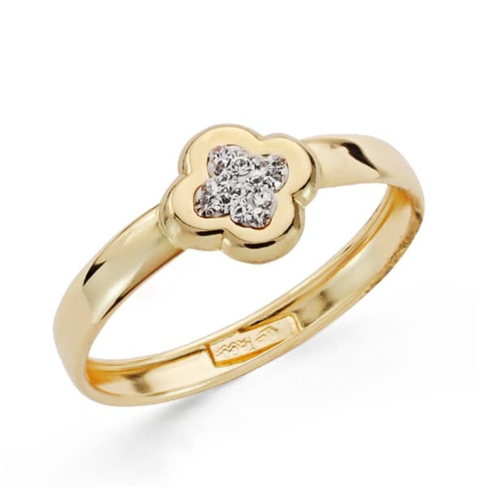Anillo mujer o niña oro 9 k. Trébol