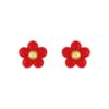 Pendientes niña oro 9k. flor roja