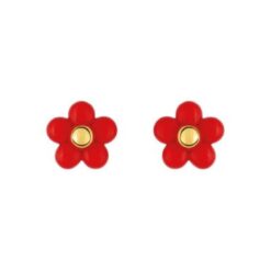 Pendientes niña oro 9k. flor roja