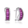Pendientes mujer plata piedra rubí