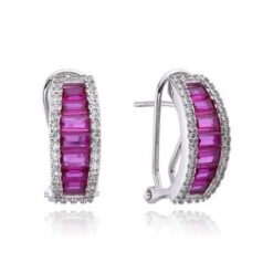 Pendientes mujer plata piedra rubí