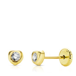 Pendientes bebé o niña oro 18 k. corazon con circonita